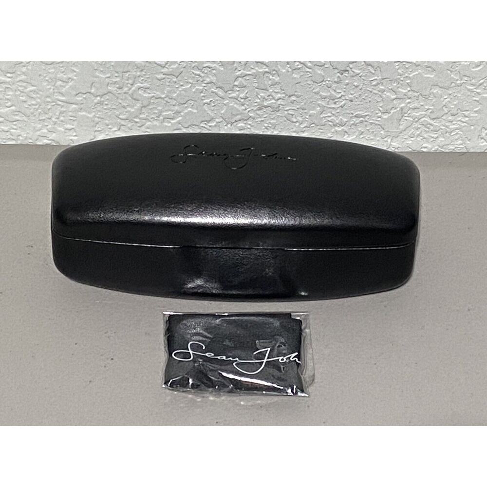SEAN JOHN Hard Clamshell Sunglasses Eyeglass Case Only + Cleaning Cloth Black
